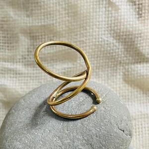 Gold Plated Brass Open Ring: Minimalist Adjustable Stacking Jewelry