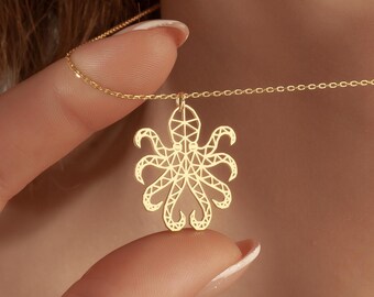 Silver Octopus Necklace: Boho Nautical Jewelry, Sea Lover Gift