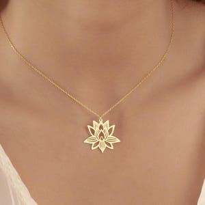 Sterling Silver Lotus Flower Necklace: Boho Chakra Jewelry