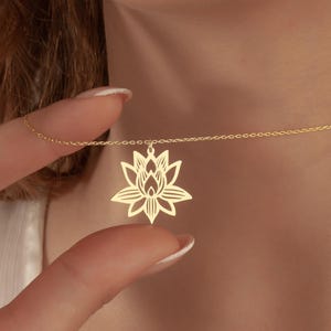 Dainty Lotus Pendant Necklace: Sterling Silver Yoga Jewelry