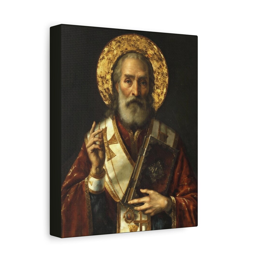 Saint Nicholas the Wonderworker Icon Canvas | St Nicholas of Myra ...