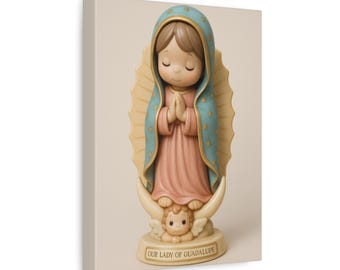 Lienzo de Nuestra Señora de Guadalupe / Decoración católica para habitación infantil, regalo cristiano
