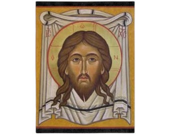 エデッサのマンディリオン、布に描かれたキリストの顔が手書きされた