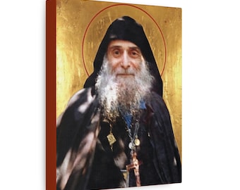 Der Heilige Gabriel von Georgien Leinwand Wandkunst, St Gabriel Urgebadze Ikone, Narr für Christus Orthopädischen Heiligen
