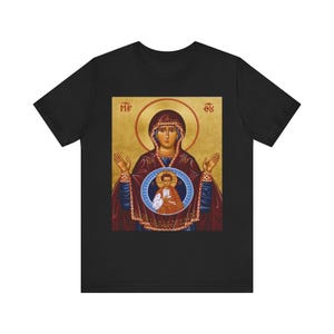 Our Lady of the Sign Icon Tee - Vintage Marian Prayer Shirt, Orthodox Catholic Christian Apparel