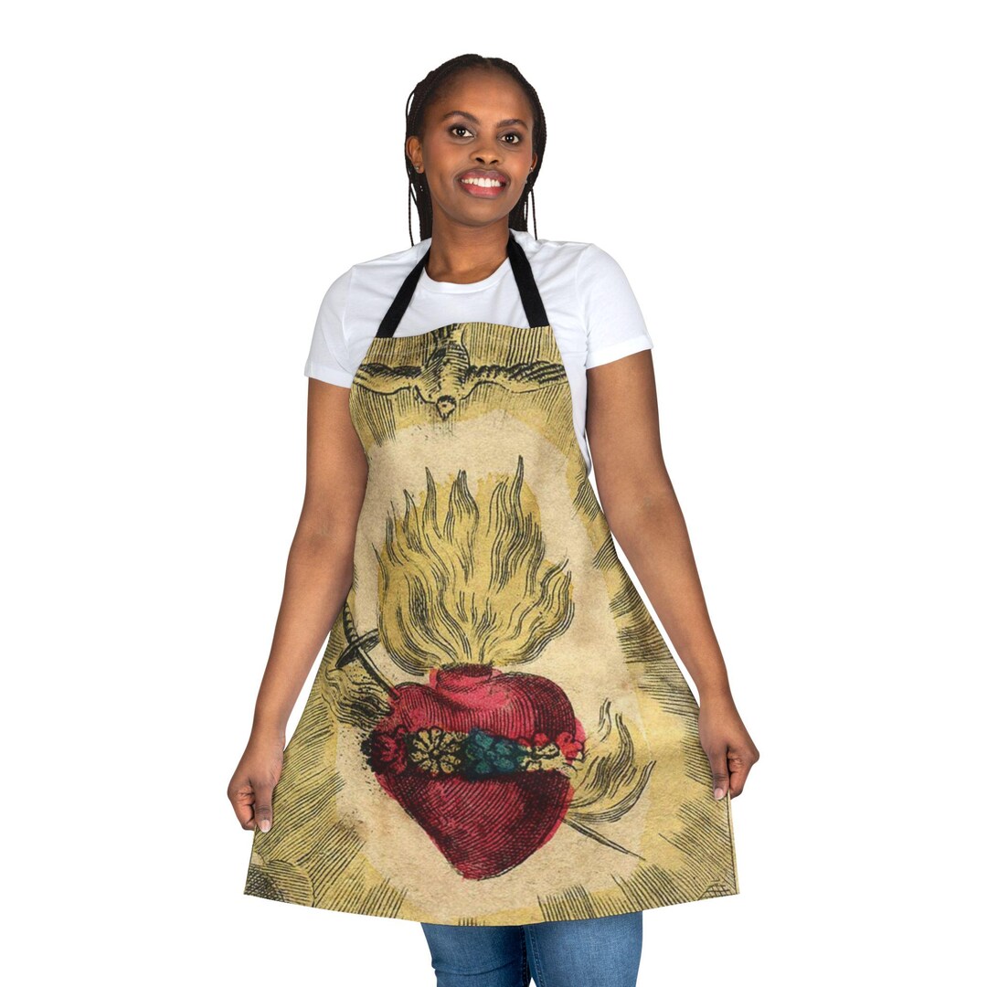 Religious Aprons Sacred Heart of Jesus Apron, Catholic Kitchen Gift, Religious Cooking ...