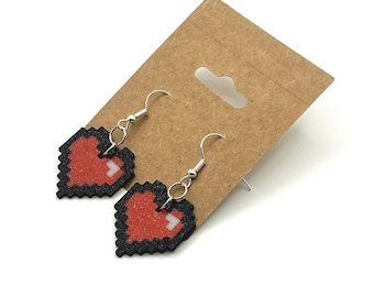 Zelda-geïnspireerde hartoorbellen: handgemaakte 3D-geprinte pixelliefde