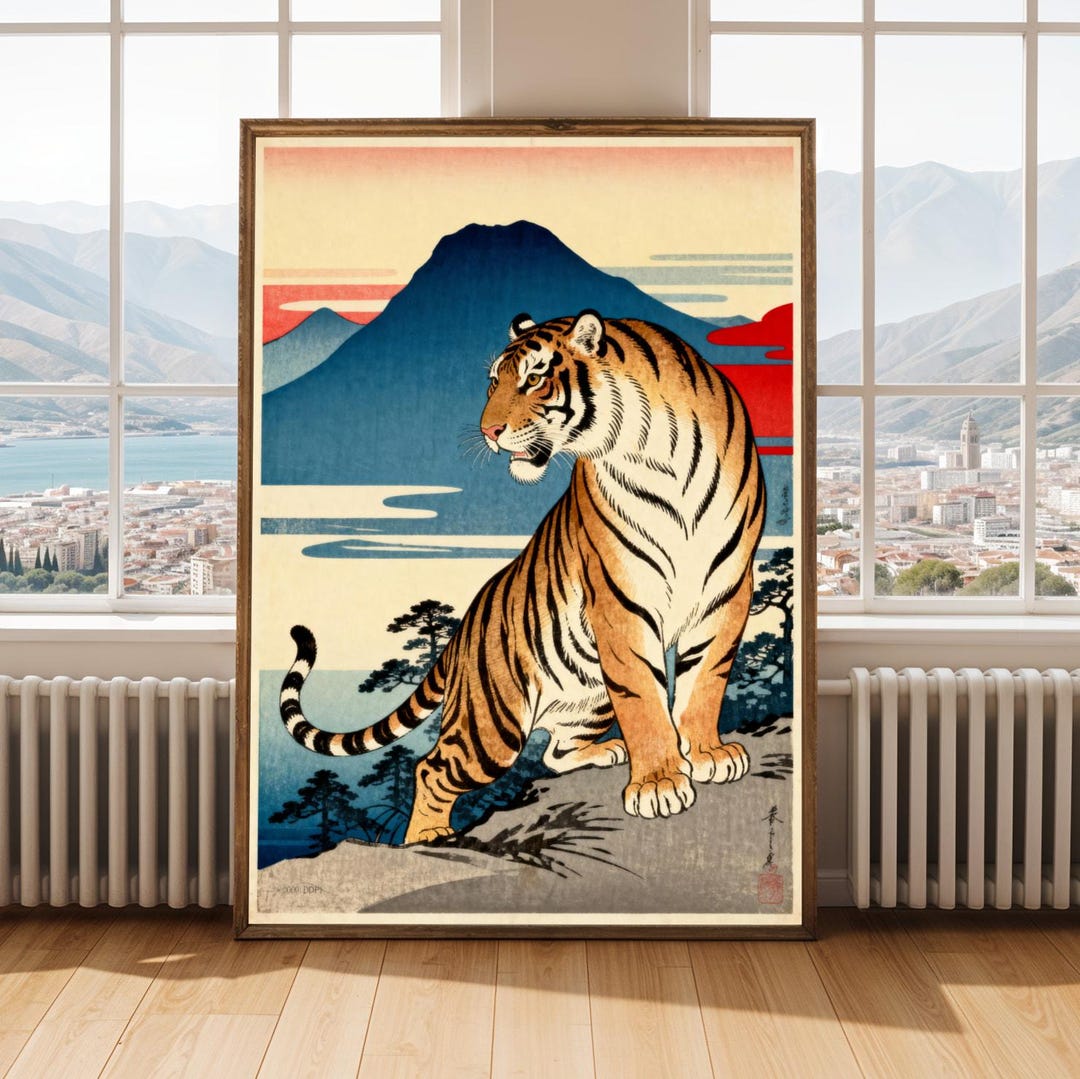Japanese Tiger Poster Ukiyoe Woodblock Vintage Wall Art Print - Etsy
