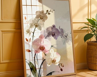 Japanese Orchid Art Print, Minimalist Floral Wabi Sabi Decor - Etsy