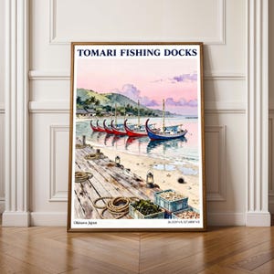 Okinawa Japon Tomari Fishing Docks Poster Art mural voyage côtier