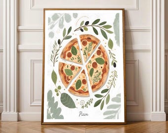 Pizza Kitchen Wall Art Vintage Pizza Poster Print