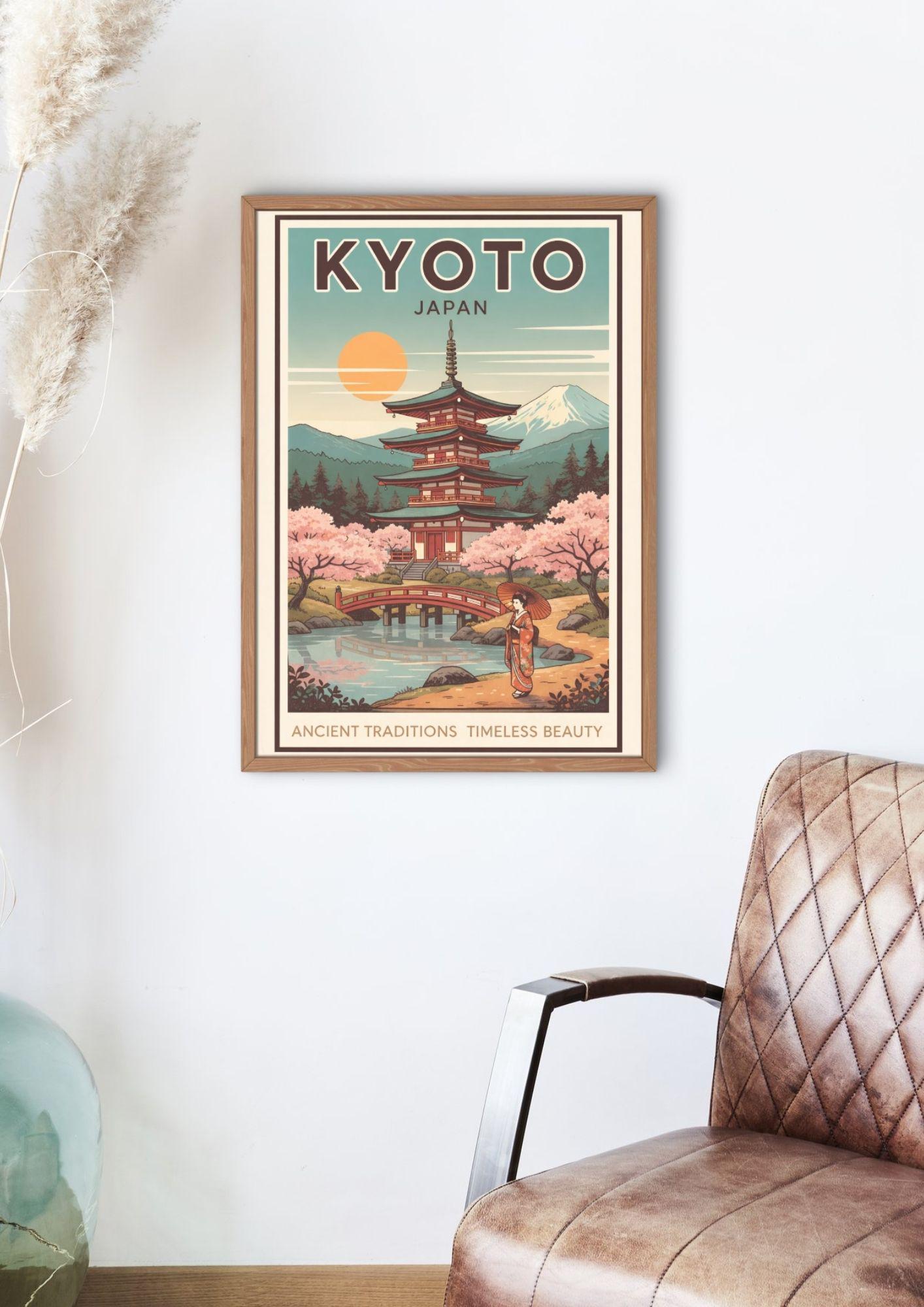 Kyoto Japan Travel Poster Vintage Japanese Wall Art Print - Etsy UK