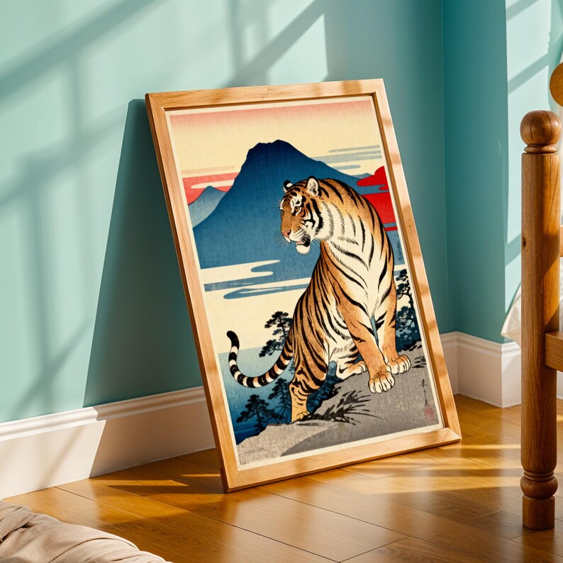 Japanese Tiger Poster Ukiyoe Woodblock Vintage Wall Art Print - Etsy