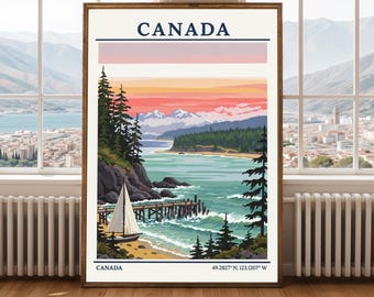 Canada Travel Poster Vintage Landscape Wall Art Print