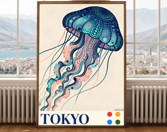 Tokyo Jellyfish Poster Japanese Marine Life Wall Art Print