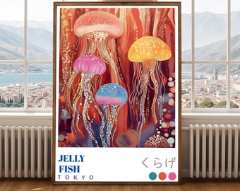 Tokyo Jellyfish Poster Japanese Colorful Wall Art Print