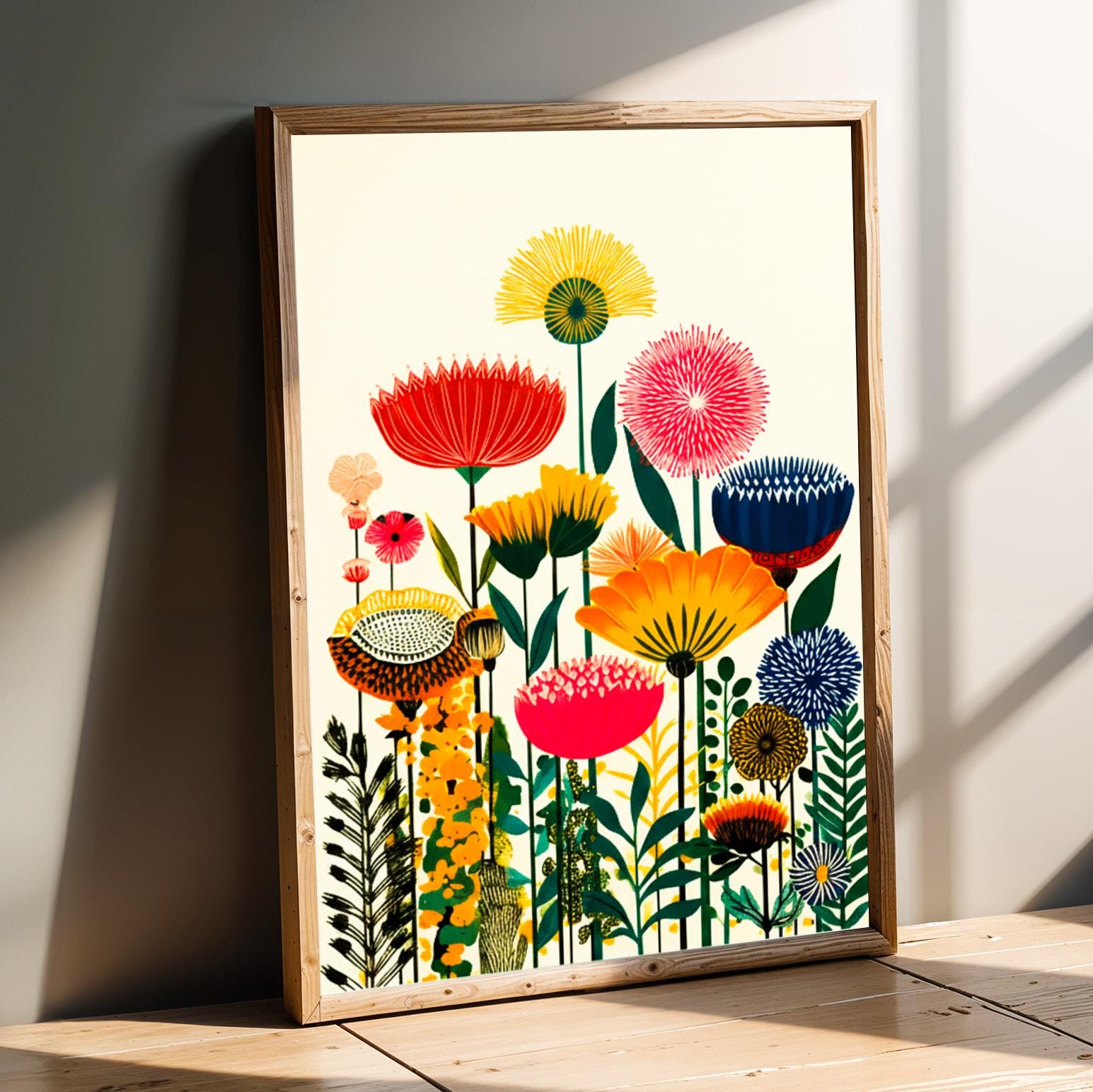 Colorful Abstract Floral Poster Modern Botanical Flower Wall Art Print ...