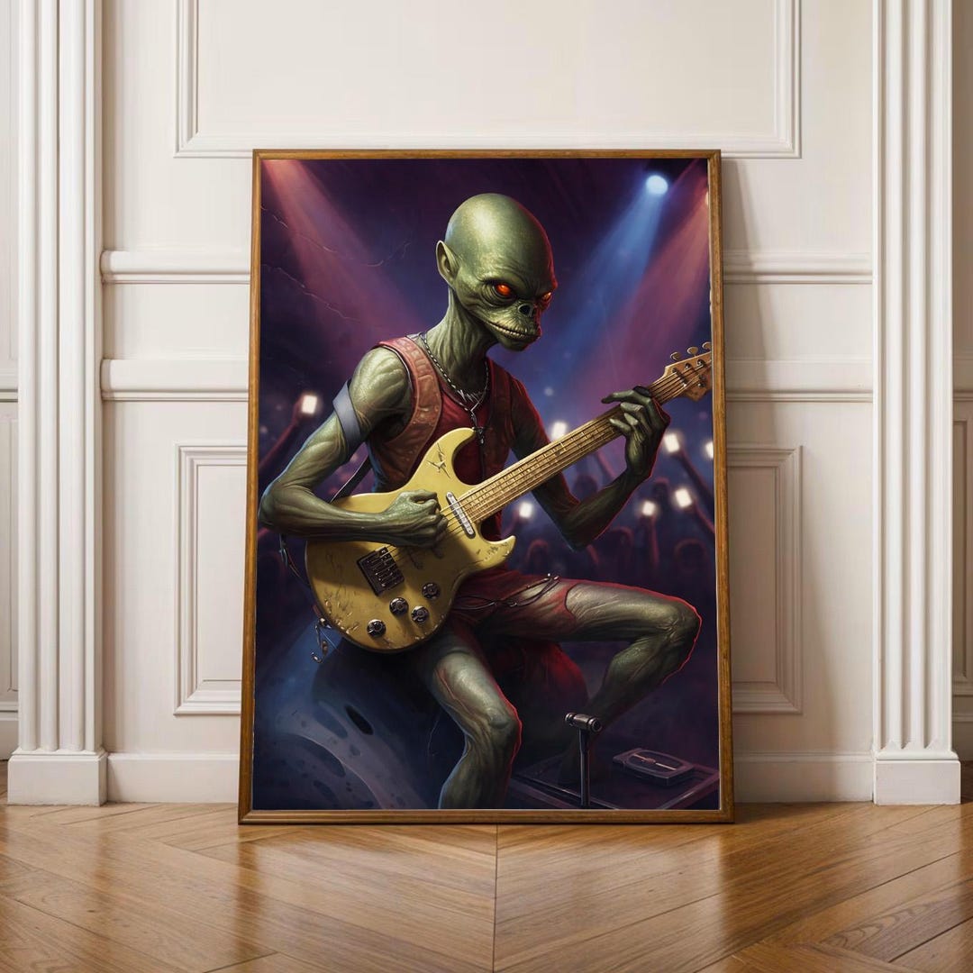 Alien Guitarist Wall Art Print Sci Fi Rock Poster - Etsy