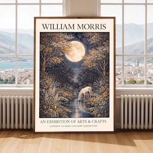 William Morris Månbelyst skogsstil Poster Skogsmark Vintage Botanisk Utställning Väggkonst