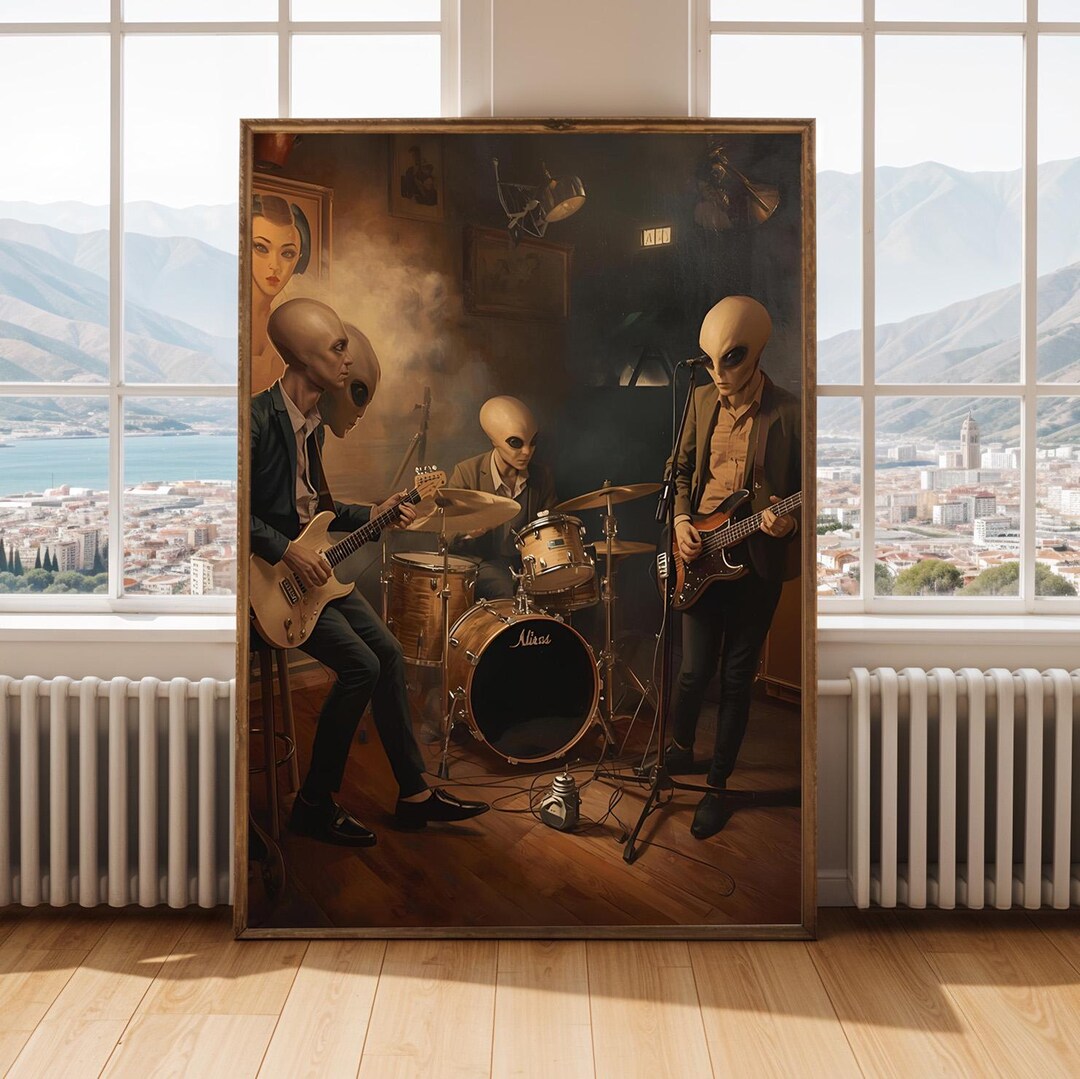 Alien Rock Band Wall Art Print Sci Fi Music Poster - Etsy