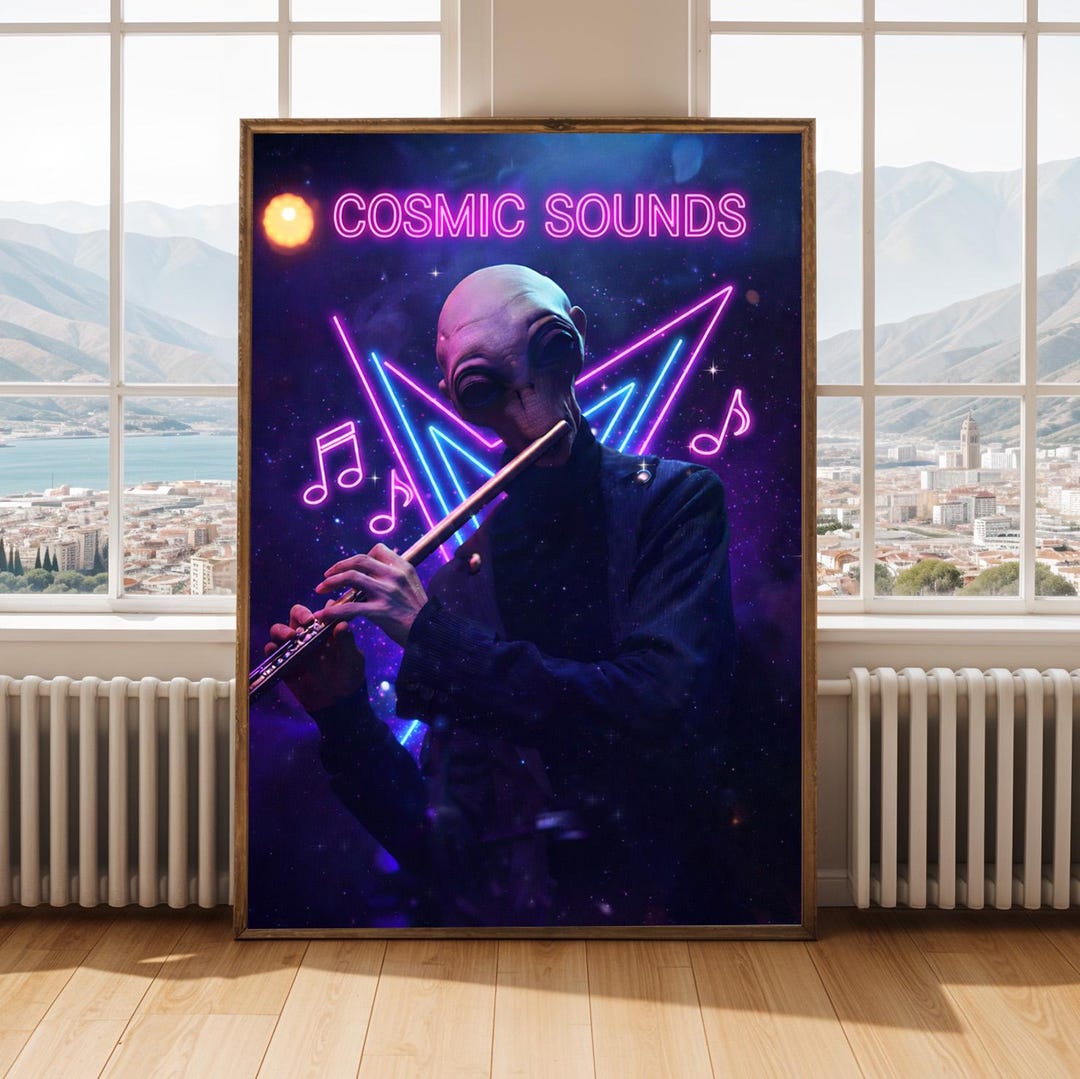 Alien Flute Wall Art Print Sci Fi Music Poster - Etsy