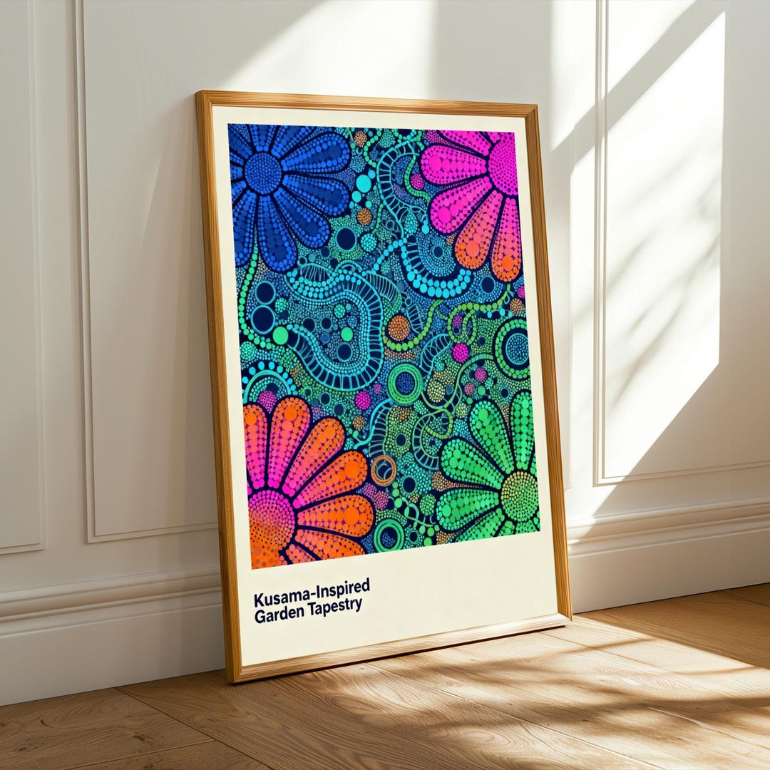 Yayoi Kusama Poster Bright Floral Garden Dotwork Kusama Style Decor Photo Inspiration