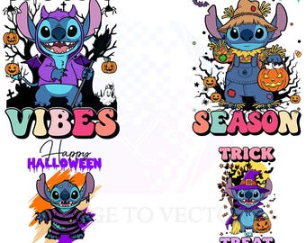 Stitch Halloween SVG Bundle: Spooky Monster Characters (Digital Download)