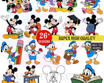 Mickey Back to School SVG | Mickey and Friends Student PNG | Donald Duck Back To School Designs | Minnie and Daisy Duck Student SVG | Cricut