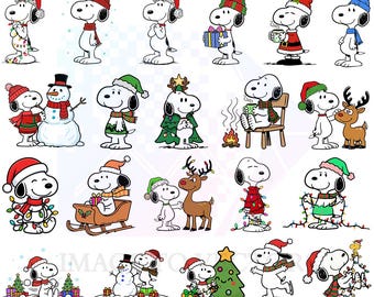Snoopy Christmas SVG Bundle | Holiday Cartoon Clipart | Snoopy Festive Designs  PNG | Cricut Files | Digital Download