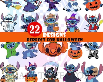 Stitch Halloween SVG Bundle | Lilo and Stitch Spooky PNG | Stitch In Monster Characters | October Holiday SVG | Halloween New Designs