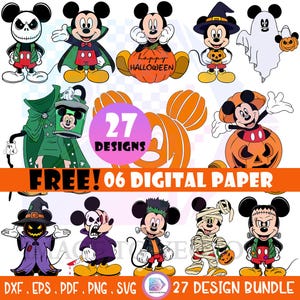Mickey-Halloween-SVG | Gruselige Maus-PNG-Bundle | Mickey als Monsterfigur | Cartoon-Clipart | Cricut-Dateien | Individueller Vektorservice
