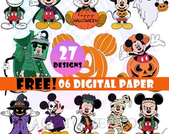 Mickey Halloween SVG | Spooky Mouse PNG Bundle | Mickey In Monster Characters | Cartoon Clipart | Cricut Files | Custom Vector Service