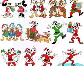 Mickey and Minnie Christmas SVG | Stitch And Angle PNG | Daisy Donald Duck Christmas SVG | Goofy Christmas Designs | Holiday Cartoon Clipart