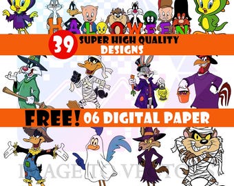 Looney Halloween SVG Bundle | Spooky Characters PNG | Bugs Bunny and Friends Spooky Clipart | Halloween Digital Paper | Spooky Season SVG
