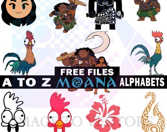 Moana SVG Bundle | Princess Birthday Clipart, Heihei, Maui (Digital Download)