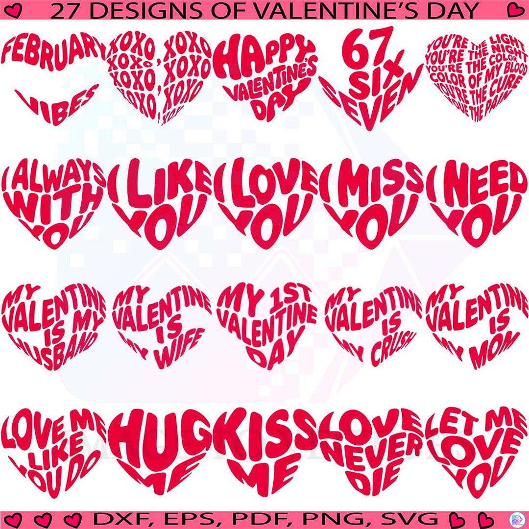 Retro Valentines Day SVG Bundle | Cute Heart PNG | Valentines Day ...