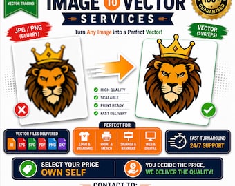 Custom Image to SVG, Convert Logo to Vector, Photo to Vector, Redraw Service, Image to Vector, Custom Cutting File, Logo to SVG Vector