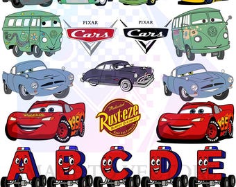 Cars SVG Bundle | Lightning McQueen Quotes PNG | Lightning McQueen Alphabet Letters | Racing Car Cartoon Clipart | Birthday Boy Shirt Design