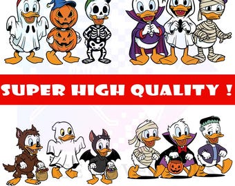 Huey Dewey and Louie  Halloween SVG | Trick or Treat PNG Designs | Donald Duck Nephews Spooky Clipart | Spooky Season Kids Shirt DIY