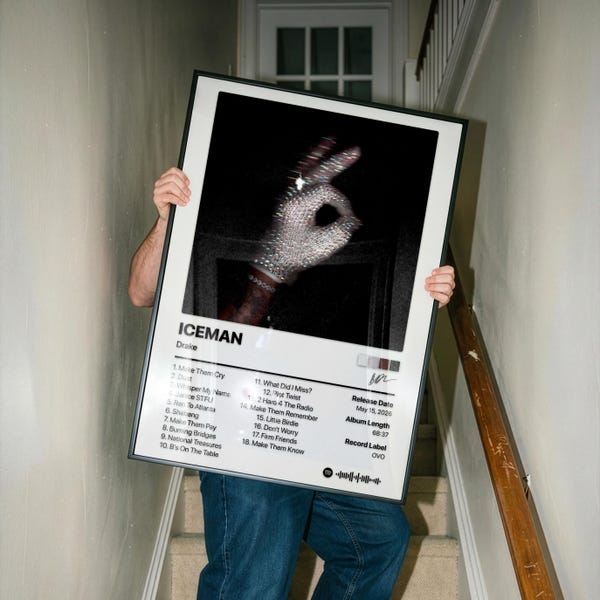 Drake ICEMAN Album Poster - Free Worldwide Shipping - Underground Rap Album Poster - Hip Hop Wall Art - Music Room Decor Print