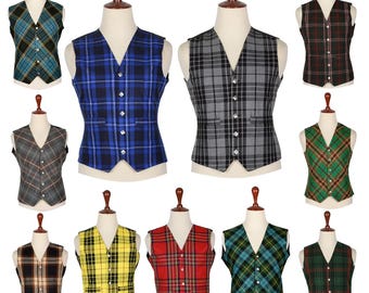Gilet pour homme en tartan écossais Gilet à losanges des Highlands 5 boutons Disponible dans 50+ tartans