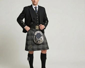 Men's Scottish Wedding Kilt Outfit Traditional 11 Pcs Kilt Set Available in 50+ Tartans