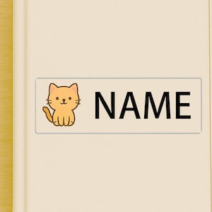 Cute Cat Name Sticker for Kids, Personalized Waterproof Label for School Supplies, Daycare,Books,Lunch Boxes,Back to School Custom Name Tag