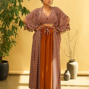 Brella Boho Kimono – Kimono dress with waist belt, Summer wear, Vacation dress, Boho Kimono Beachwear, Gift For Her, versatile kimono dress