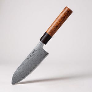 7&quot; Japanese Santoku Knife – Handmade Chef Knife for Meat, Fish and Vegetables | Balanced & Versatile Kitchen Blade | Damascus Steel