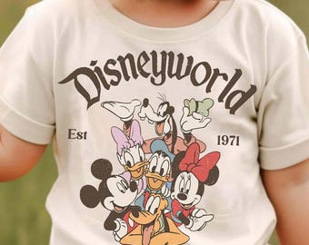 Walt Disney World Florida, 1971, PNG retro, diseño de Mickey y sus amigos, ilustraciones de vacaciones de Disney, descarga digital
