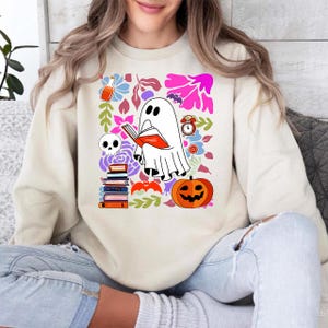 Halloween Library Png, Ghost Books Halloween Png, Teacher Halloween png, Book Lover shirt, Halloween Reading png, Book Club, Halloween Ghost