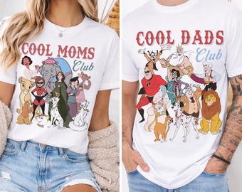 Clubes de papá y mamá geniales retro PNG, diseño familiar de Disney, descarga de vibraciones de mamá y papá de Goofy Mufasa Tritón
