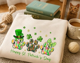 Perro Día de San Patricio Png, Perro Mamá Png, Día de San Patricio Png, Huella de Perro Trébol Png, Diseño de Camiseta de San Patricio, Regalo para Amantes de los Perros, Trébol Png