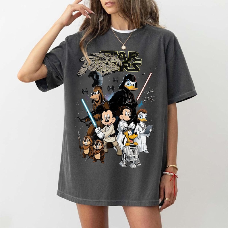 Vintage Disney Star Wars PNG, Retro Mickey And Friends Jedi, Family Vacation, Disney Trip 2026, Gift For Disney Fans Digital Download image 6